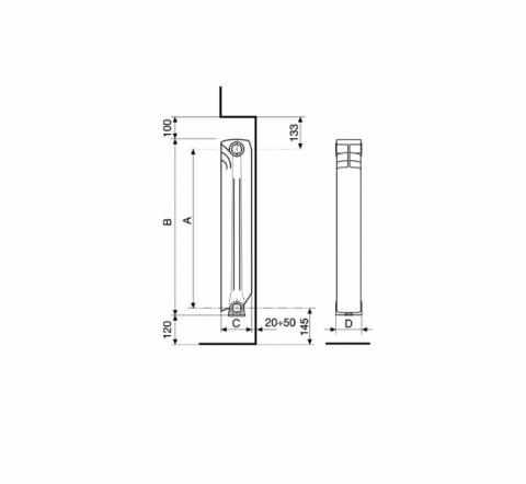 Радиатор алюминиевый ARDENTE C2 500/100 12сек